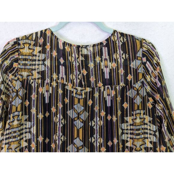 H&M Women size 4 Short Dress Aztec Pattern Flowy Pullover Western Long Sleeve - Picture 9 of 10